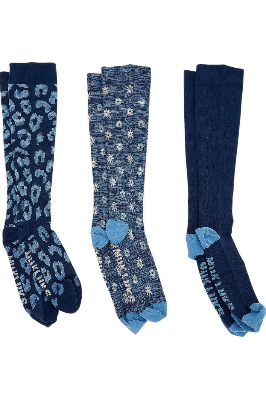 MUK LUKS 3-Pack Knee High Nylon Compression Socks Navy